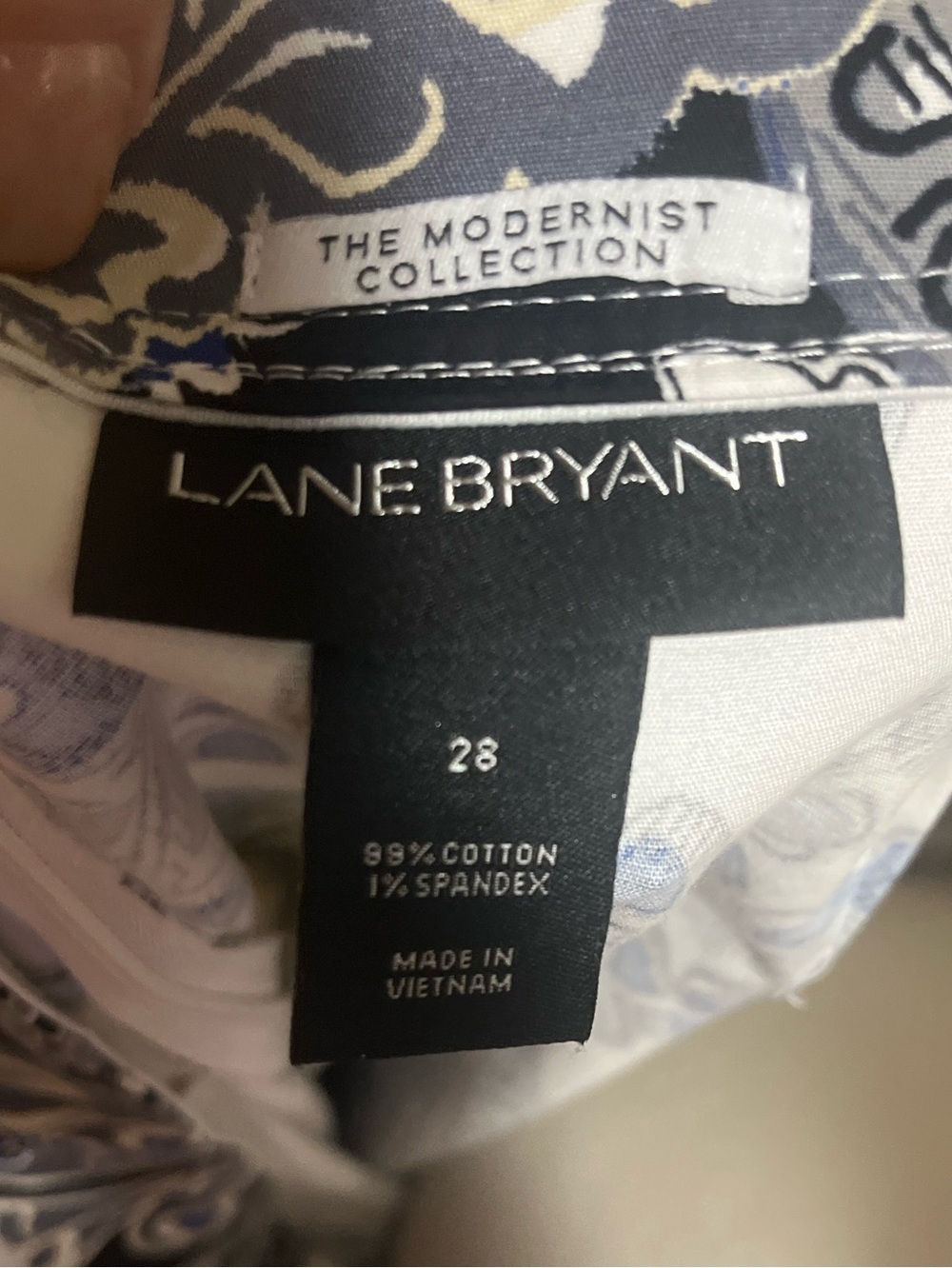 Lane Bryant The Modernist Collection Paisley Midi Skirt Blue Black White Size 28 - Picture 6 of 7